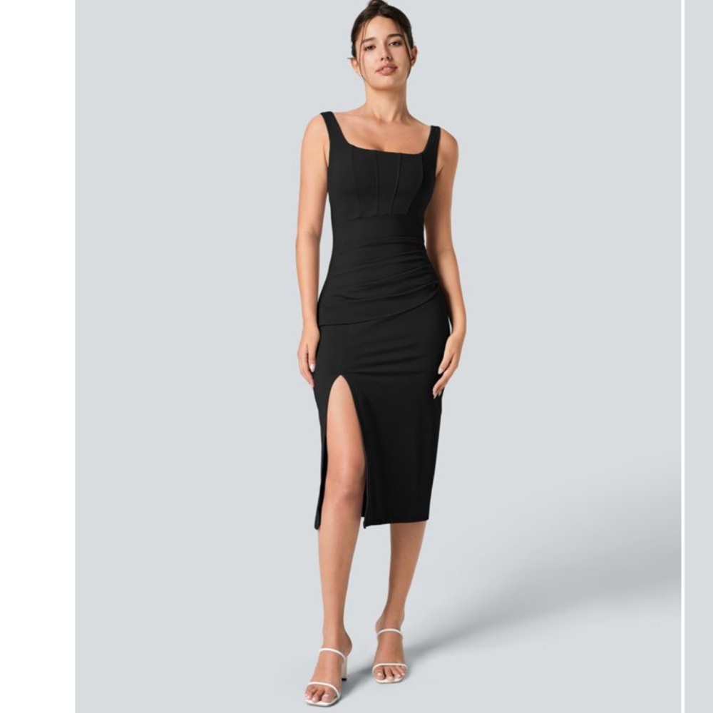 Halara Ruched Bodycon Midi Dress - Picture 4 of 15